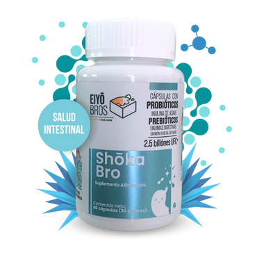 Shoka Bro con carbón activado, Probióticos, Prebióticos, Enzimas Digestivas, 1.5 billones de UFC (salud digestiva)