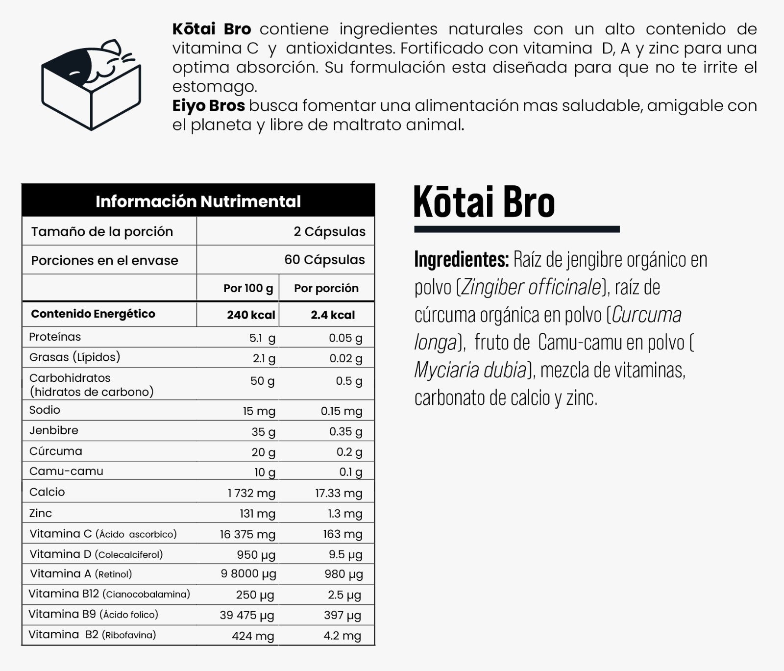 Paquete Bienestar Integral Incluye 4 botes de Cápsulas (Tenkan, Zeen, Kotai y Shoka) Eiyo Bros